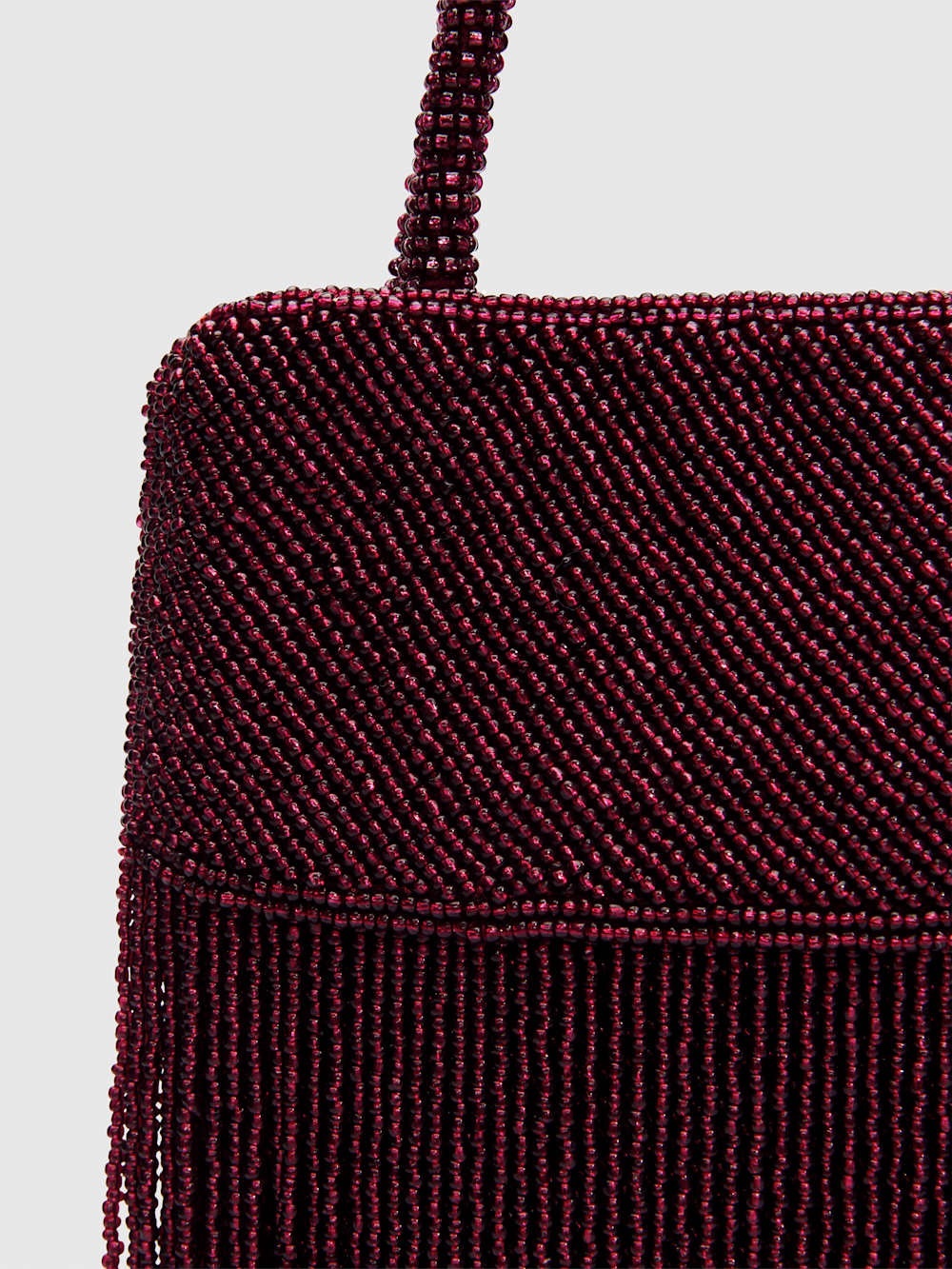Reformation Valentina Mini Beaded Fringe Bag "Burgundy Beaded" NWOT - Picture 2 of 6